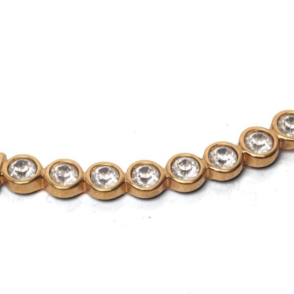 Vintage Swarovski Crystal Gold Plated Necklace Collar Choker Flat Snake Chain - Picture 5 of 15